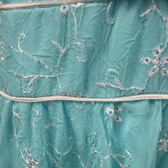 Jody California Vintage 1970s Embroidered Blue Midi Dress Size 13/14 - Picture 4 of 8